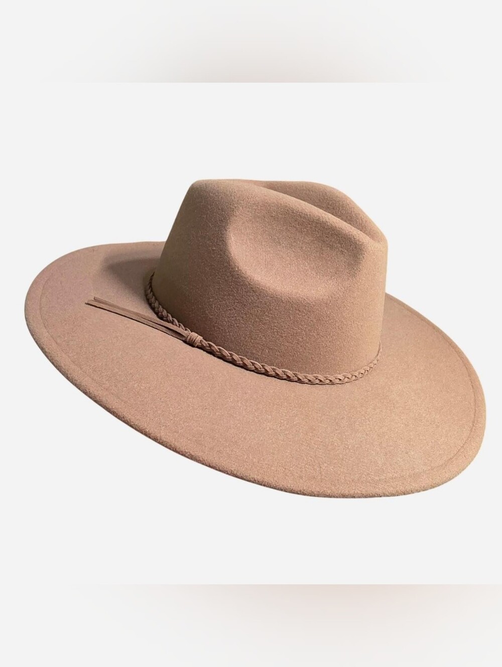 Braided Wide Brim Fedora in Camel